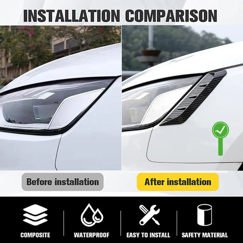 Front or Rear Multifunctional Car Headlight Eyebrow Eyelids Stickers Trim Cover Pair Headlamp Eyebrow Eye Lid Decoration Sticker