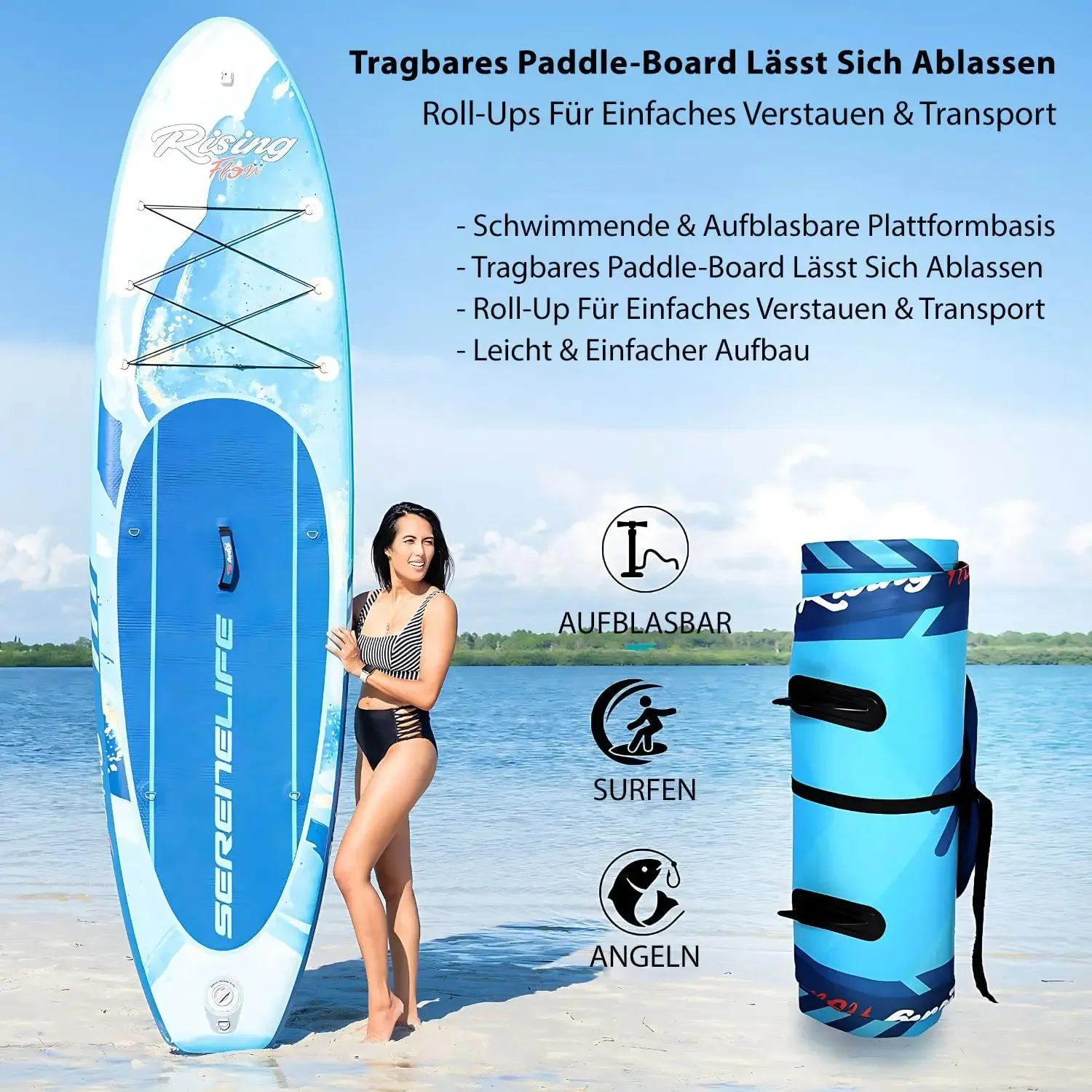 Inflatable Stand up Paddle Board - Non-Slip SUP with Paddle, Pump, Leash, and Complete Accessories - Enjoyable Water Paddle Boar