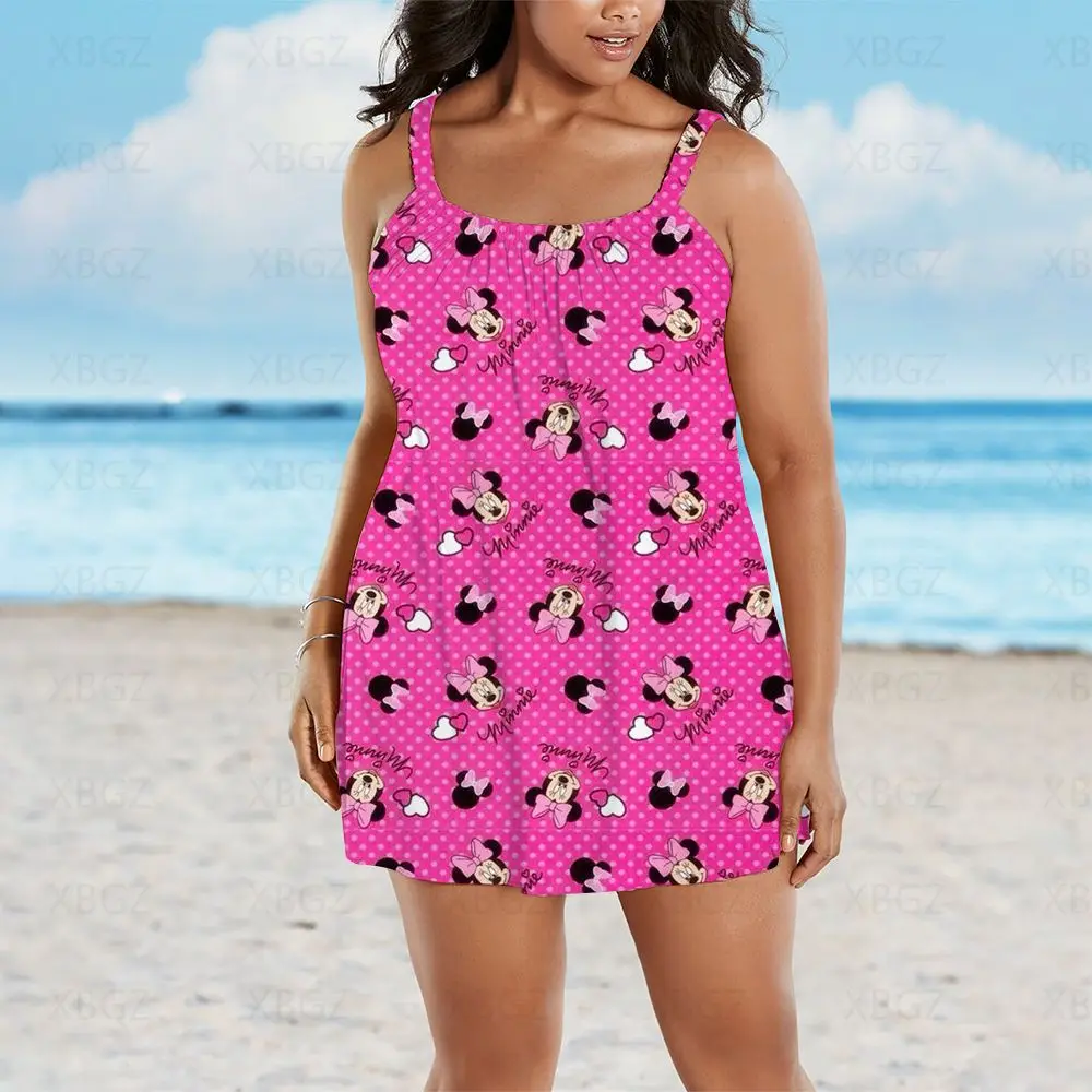 Plus Size Summer Outfits Beach Dress Women's Dresses Free Shipping 9XL Mickey Woman 2022 Boho Cartoon Minnie Mouse Print Loose