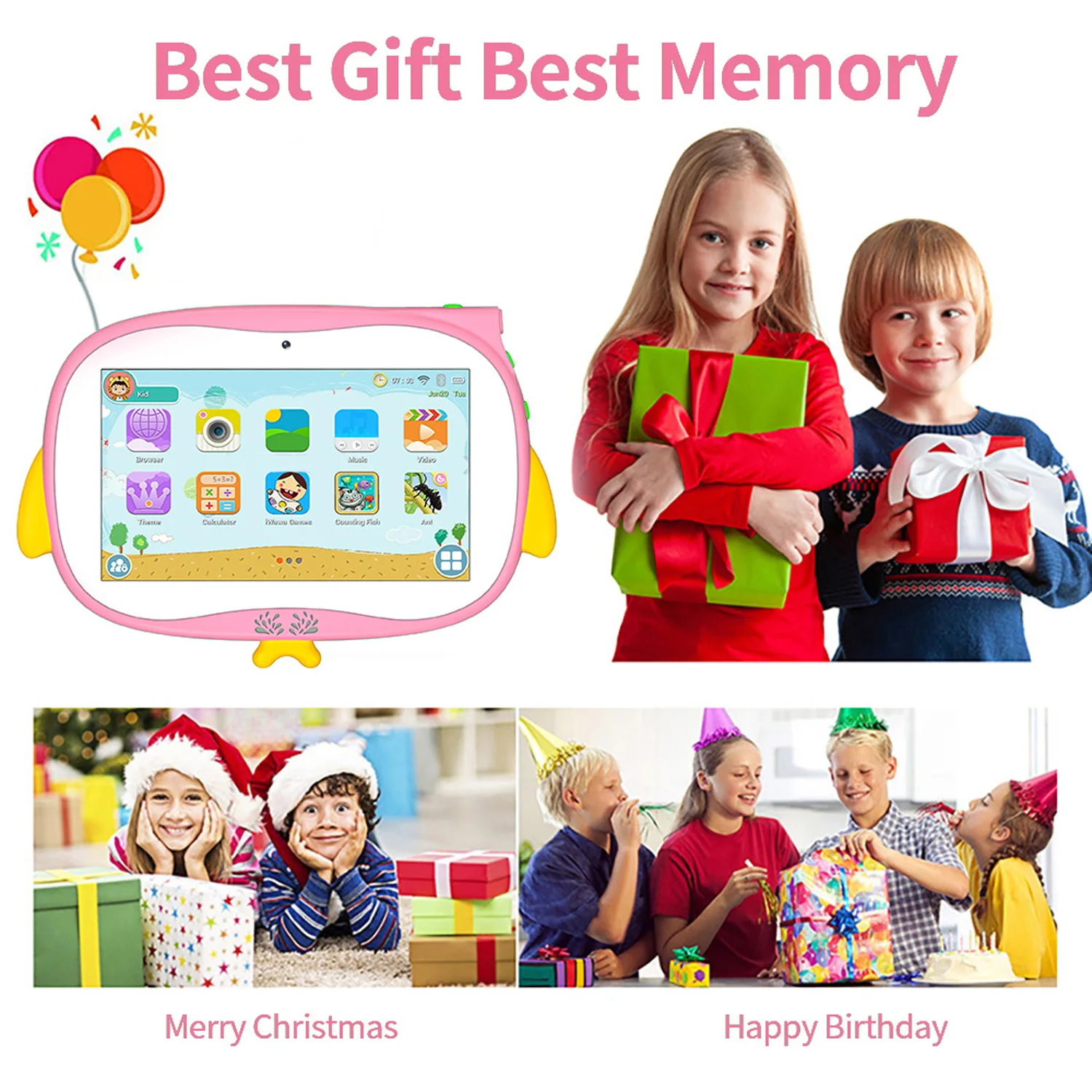 2026 New Cartoon Pattern 7 Inch Kids' Tablets Android Learning Education Tablet PC Kids-Proof Protective Case Tablet 4000mAh