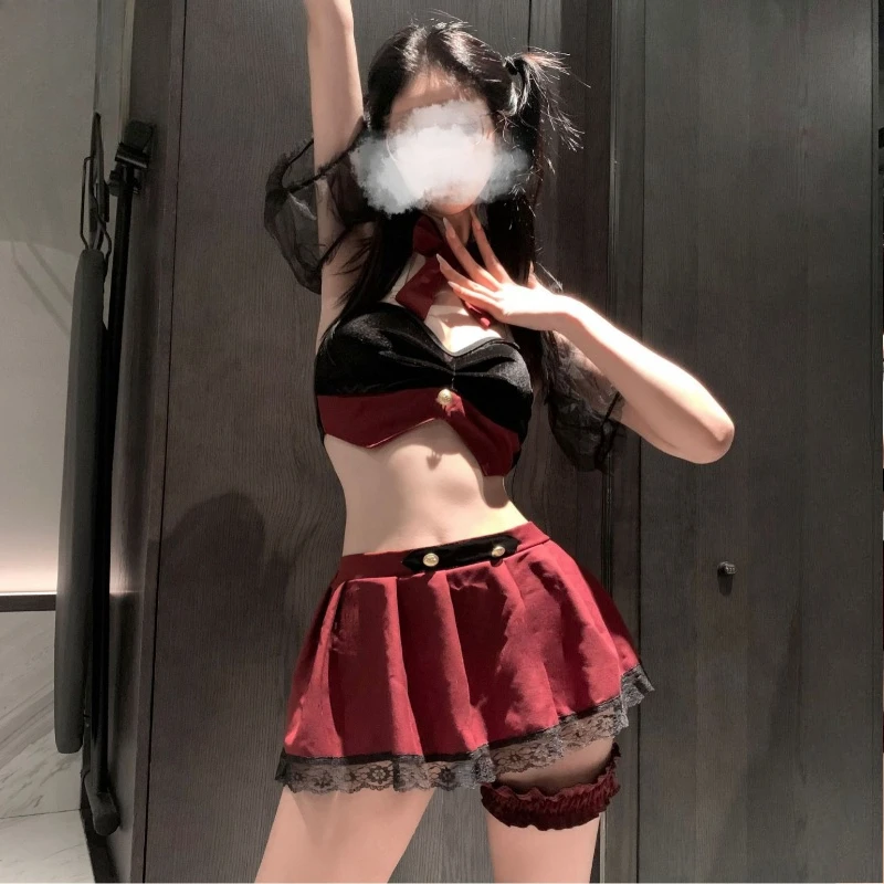 

Милый топ, кружевная плиссированная мини-юбка, сексуальное нижнее белье, студенческая форма Pure Desire, искушение, озорное женское очаровательное эротическое белье, новинка