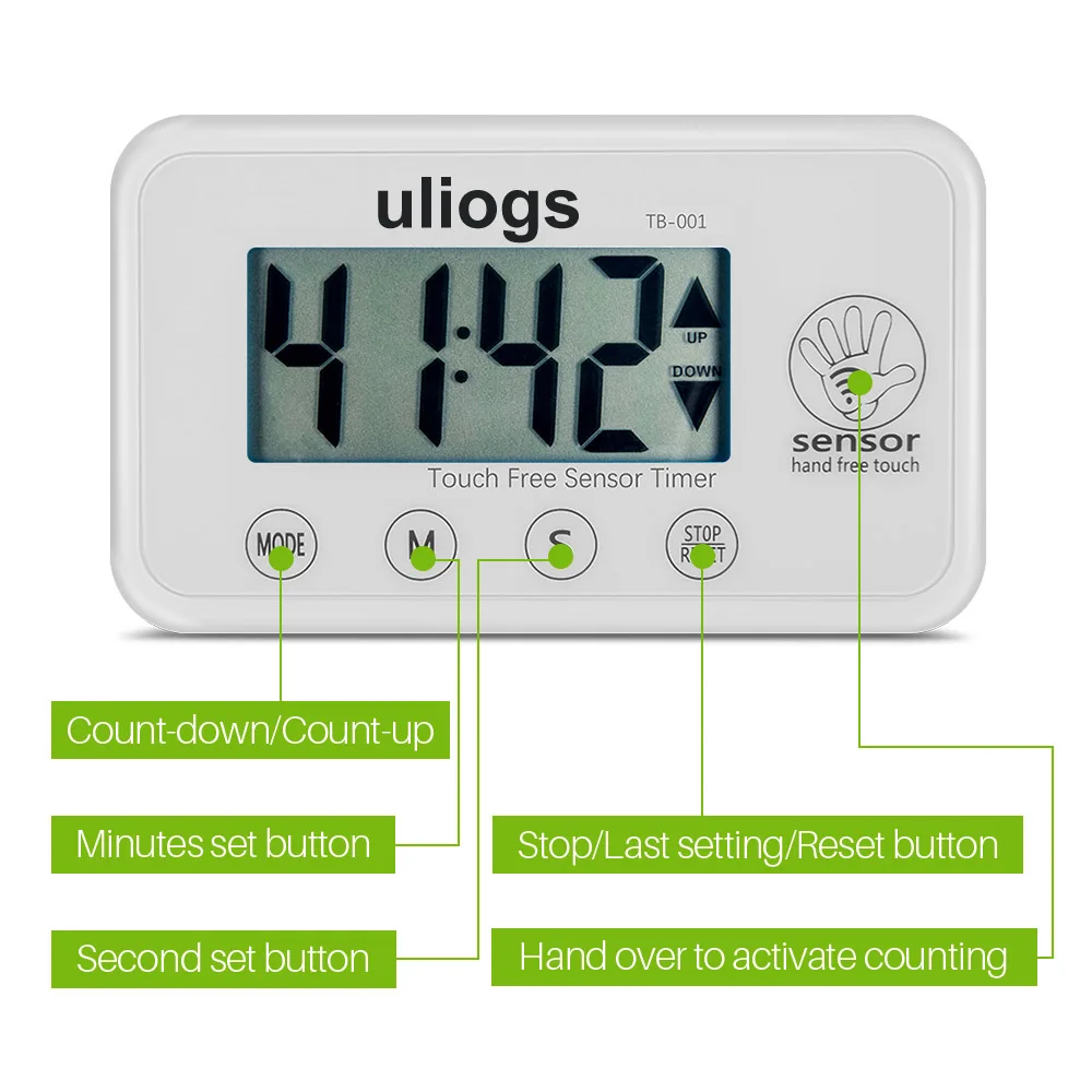 uliogs Digital Kitchen Timer for Cooking Big Digits Loud Alarm Magnetic Backing Stand Cooking Timers