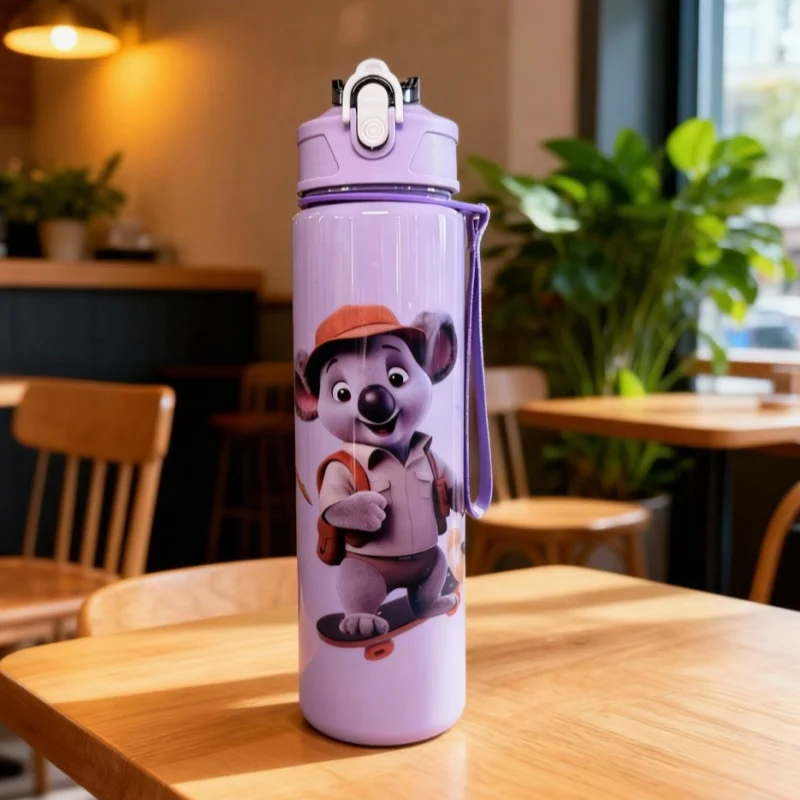 زجاجة مياه محمولة لطيفة سعة 750 مل مع مقبض، ألوان متعددة متاحة للتخييم في الهواء الطلق في صالة الألعاب الرياضية، مقاومة للتسرب، مثالية للهدايا