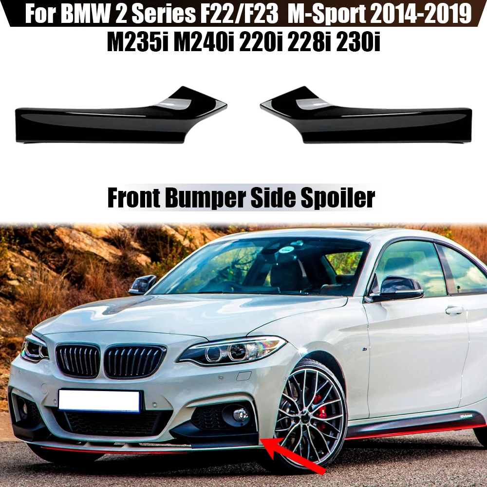 Car Front Bumper Lip Splitter Canards Spoiler For BMW 2 Series F22 / F23 M235i M240i 220i 228i M-Sport 2014-2019 Fog Lamp Cover