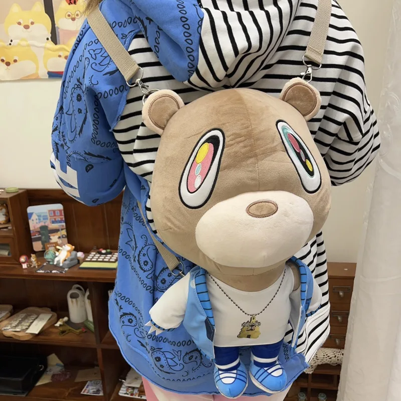 

Kanye Dropout Bear Backpack Teddy Bear Plush Shoulder Bag Doll Bag Cartoon Cute Soft Stuffed Fashion Bag West Graduation Gift