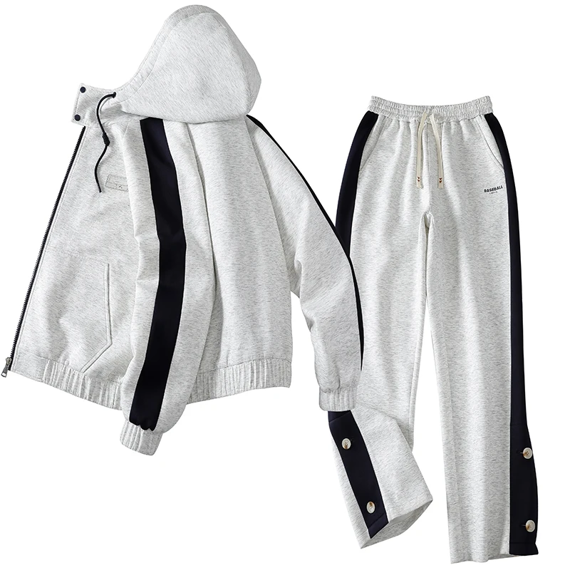 Casual Two Piece Men\'s Sets 2026 Spring Autumn Cotton Hooded Jacket & Full-Length Pant Tracksuit Sportswear Coat&Jogger Clothing