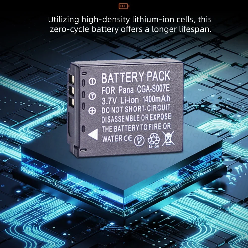 CGA-S007E CGA-S007 Camera Battery 3.7V 1400mAh Rechargeable Battery for Panasonic DMW-BCD10 DMC-TZ1 TZ2 TZ3 TZ4 TZ5 TZ11 TZ15
