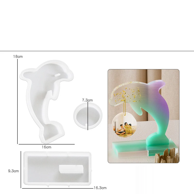3D Dolphin Silicone Mold Epoxy Resin Mould DIY Desktop Ornament Handmade Marine Animal Decor Craft Casting Supplies