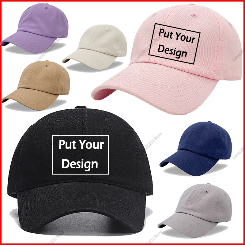 

Custom Solid Color Soft Top Sports Cap Unisex Hats Adjustable Personalized Cotton Baseball Cap Adult Sun Hat