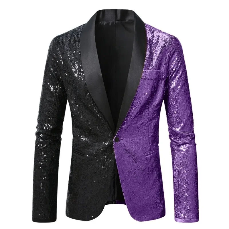 

Host Performance Emcee, однотонный пиджак с блестками, новый костюм на весну и осень, мужской сценический индивидуальный костюм