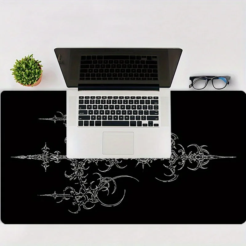 

Gothic Symbol Black Mouse Pad Large Anti-Slip Rubber Desk Mats with Stitched Edge Durable Washable Keyboard Pads for Office Home