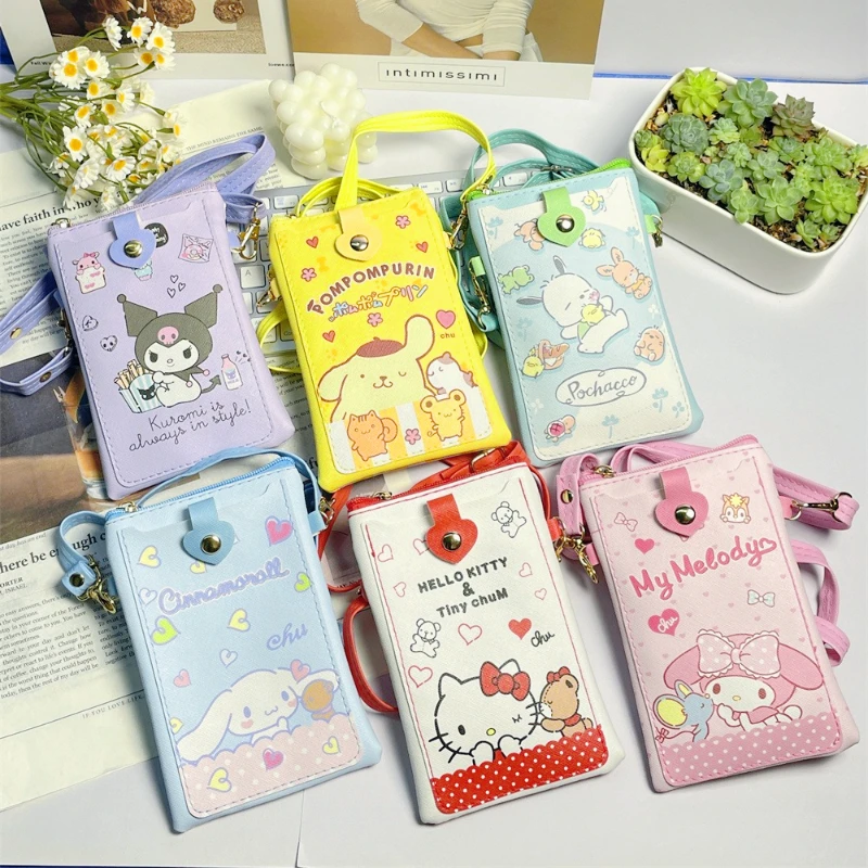

Women Anime Hello Kitty Figure Shoulder Bag Pochacco Cinnamoroll My Melody Kuromi Pompom Purin Figures Cute Coin Purse Girl Gift