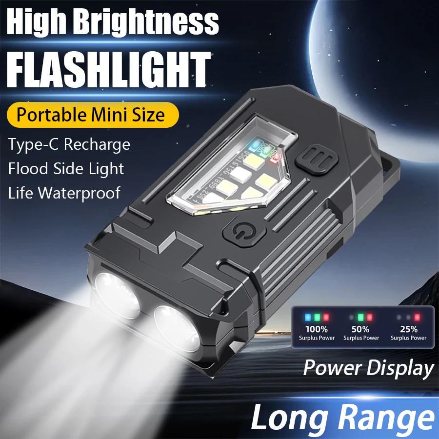 Mini Schlüsselanhänger EDC Taschenlampe USB wiederaufladbare magnetische Taschenlampe LED Taschenlampe Stift Clip Licht Outdoor Notfall Arbeits Laterne