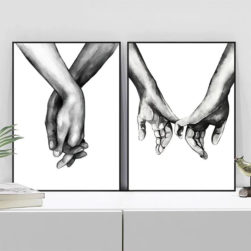Canvas Painting Nordic Minimalist Black White Sexy Woman Shoulder Romantic Kiss Quotes Lovers Hand Posters and Prints Room Decor