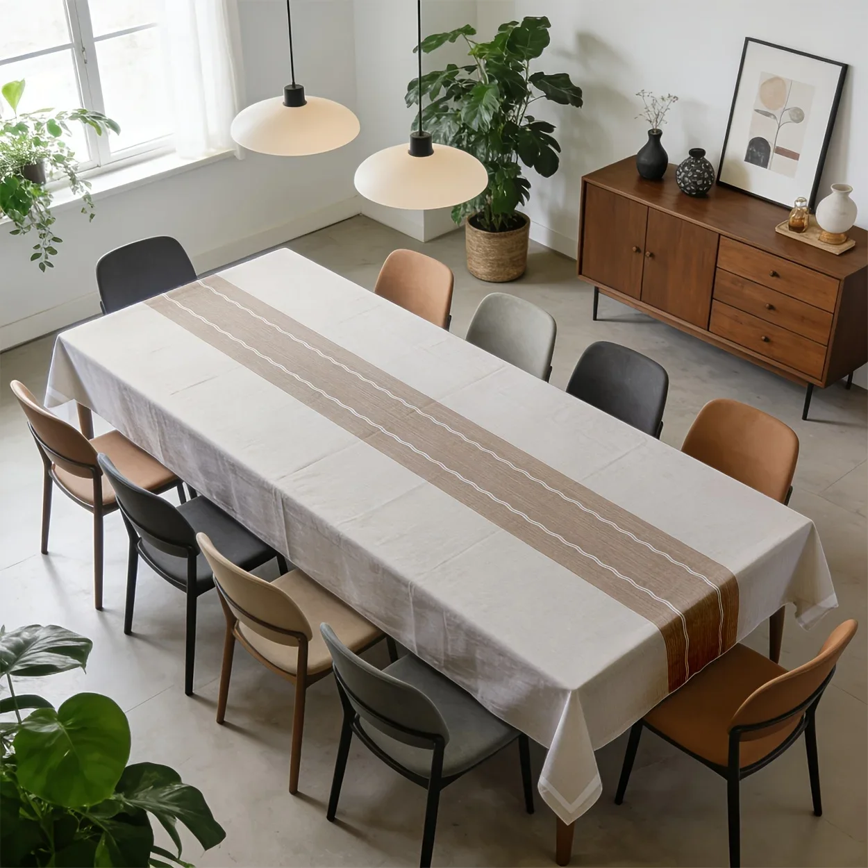 Simple striped pattern printed tablecloth, suitable for festive gatherings, daily dining and outdoor parties, yzb