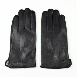 Guantes Leather Gloves Male Deerskin Fashion Stripes Style Wool Lining Spring And Autumn Warm Price Concessions Free Shipping