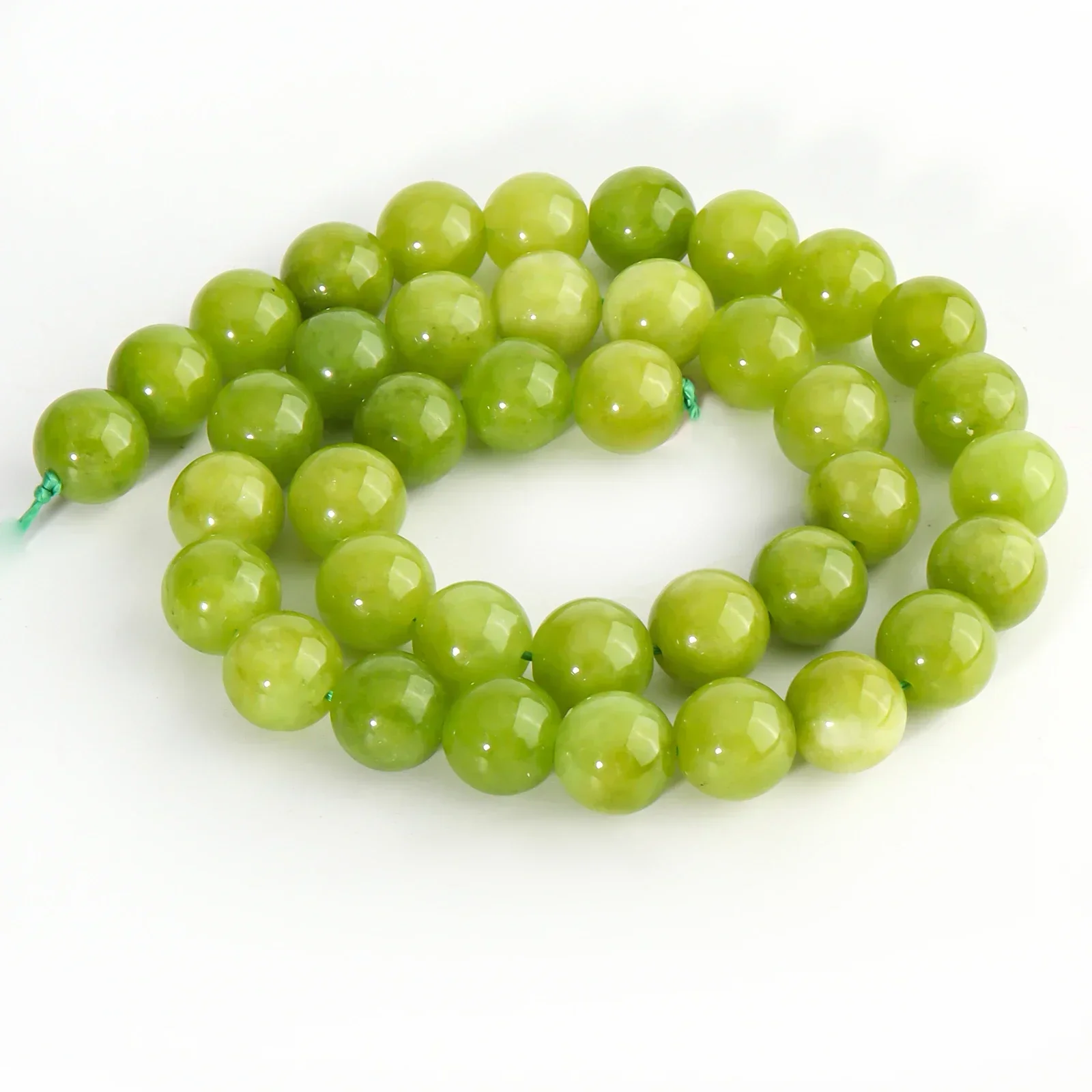 Natürliche Peridot Chalcedon Zitronen grün Jades Stein perlen für Schmuck herstellung DIY Armbänder Halskette Zubehör liefert/10mm – Detail 6