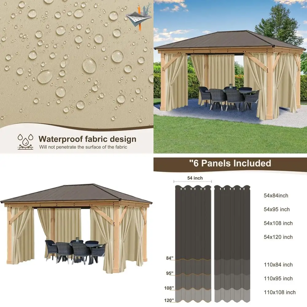 Tende da esterno impermeabili a 6 pannelli 54x95 - Tende da patio resistenti alla privacy e alle intemperie per balcone, portico, gazebo, pergola, crema
