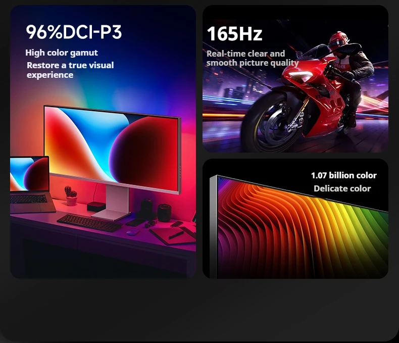 34 inch WQHD computerscherm 165 Hz 1 ms respons AMD FreeSync HDMI DP-poorten met laag blauw licht Luidsprekers met behuizing van aluminiumlegering