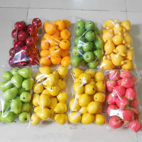 시뮬레이션 과일 모델 소품, 가짜 사과 배 레몬 오렌지 사진 장식 소품, 쇼핑몰 축제 레이아웃, 20 개/세트