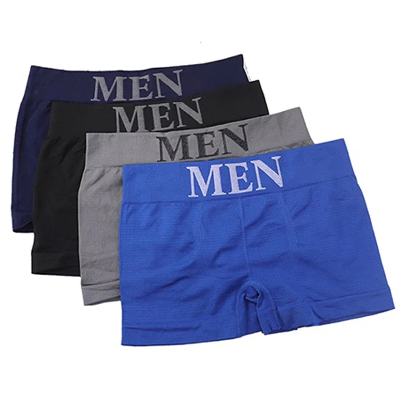 3/4PCS Male Panties Men's Underwear Boxers Breathable Man Boxer Solid Underpants Comfortable Brand Shorts Black Blue Underwear