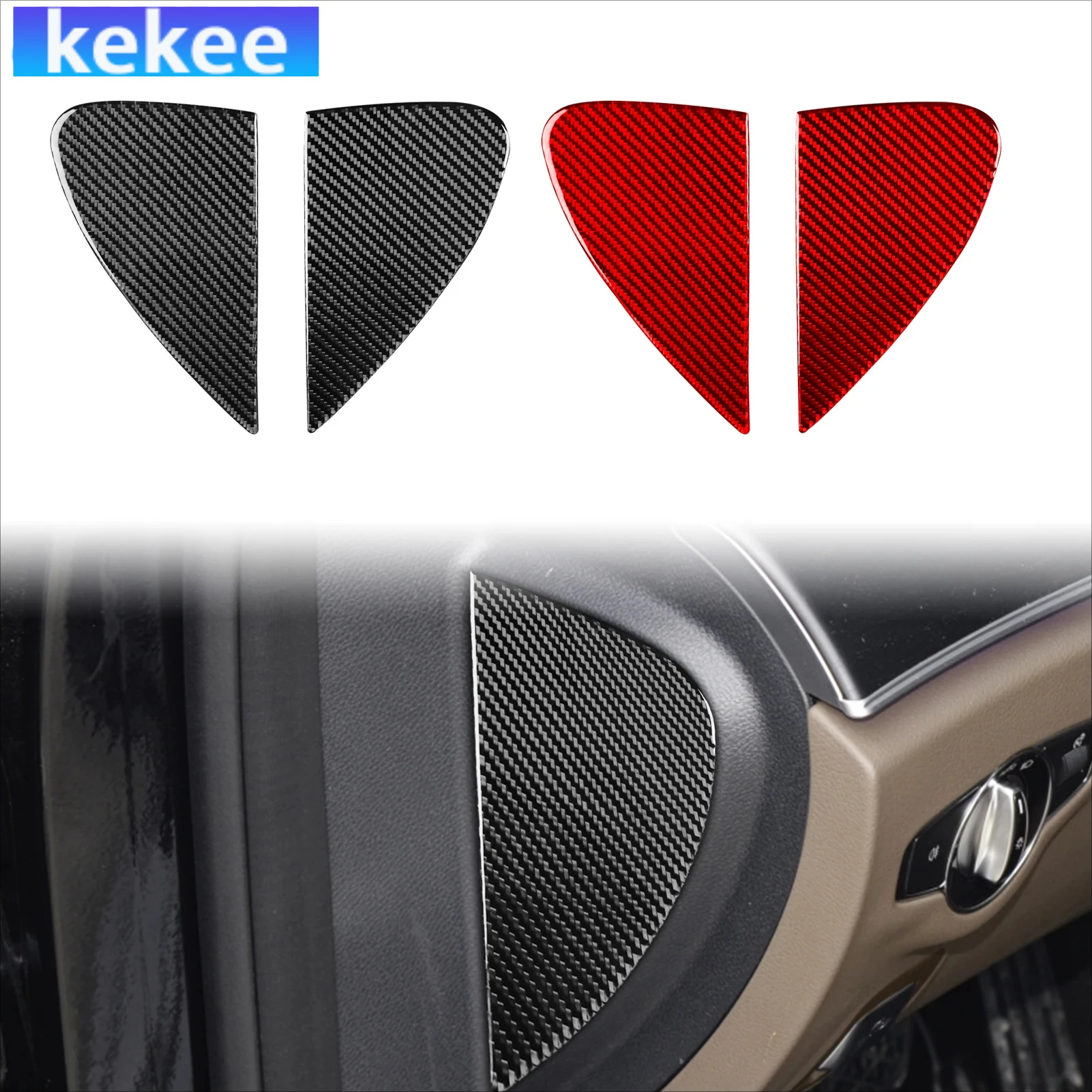 

For Mercedes Benz E Class W213 2016-2022 Carbon Fiber Dashboard Sides Door Slots Cover Sticker Car Accessories Interior Trim