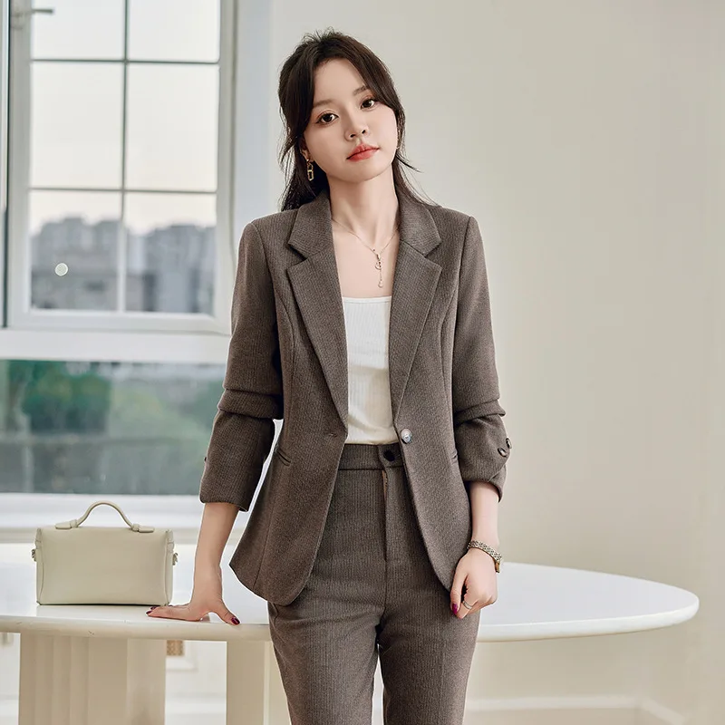 Brown Suit Jacket for Women Spring and Autumn2024New High-End Business Wear High Sense Elegant Business Suit Shorts Suit