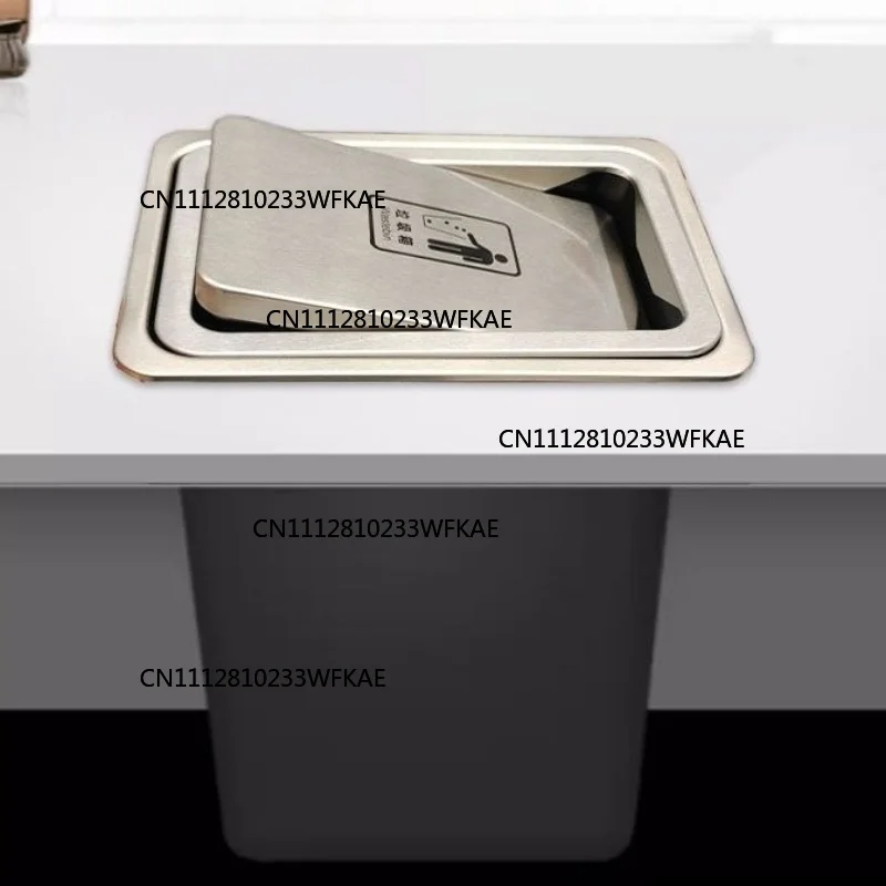 Household Trash Cans Kitchen Countertop Embedded Trash Can Flip Concealed Waste Bins Table Cleaning Supplies Kitchen Decoration