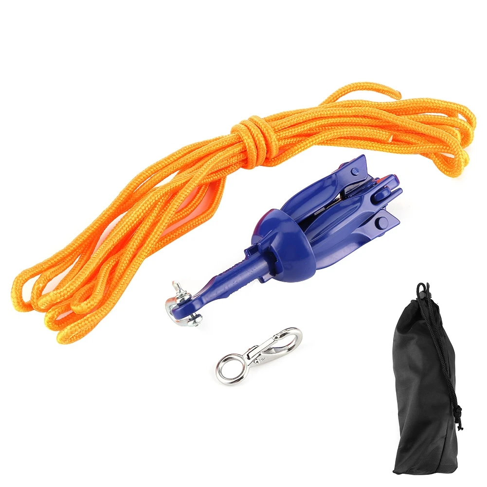 Marine Folding Anchoring Kit 4‑Tine Anchor Rope Hook Watercraft Acc for Boats Kayak Canoe Sailboat