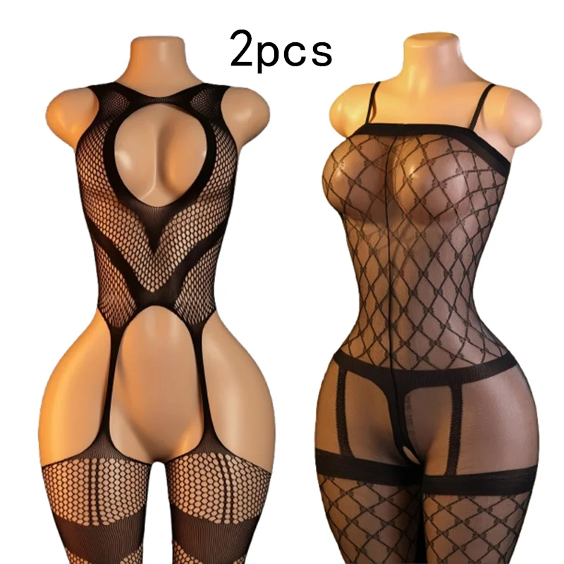 2-Piece Set – Stylish, Sexy Black Bodysuit for Women; Exotic Lingerie Perfect for Lingerie Parties, Honeymoons, or Date Nights.