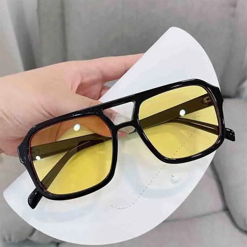 Vintage Large Frame Joined Body Square Sunglasses Women Brand Designer Fashion Sun Glasses Men Outdoor Personality Eyewear UV400