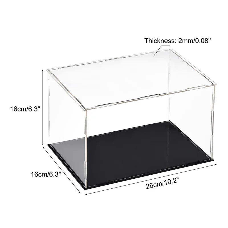 Boîte Présentoir Acrylique Transparent 15x15x15 Cm - Cube Plexi Anti-Poussière Avec Base Noire - Protection Collection & Affichage
