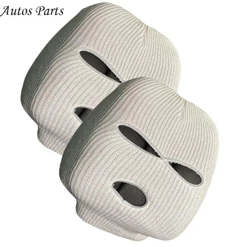 

57BA Spoof Face Knit Car Headrest Cover Plush Component For Funny Vehicle Interior Decors