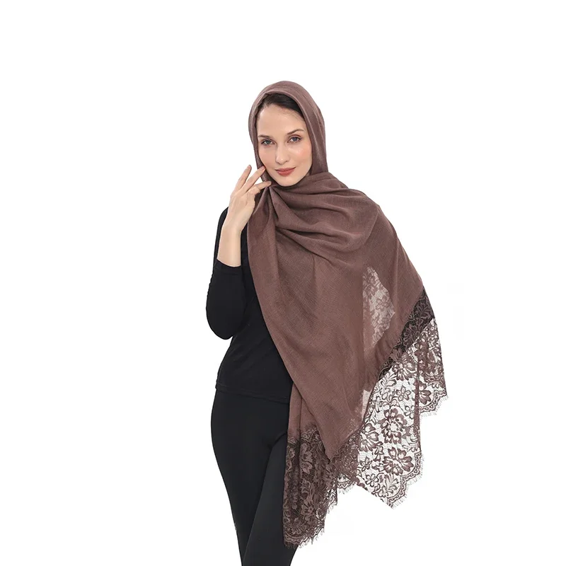 

Printed Lace Edge Women's Scarf Light Scarf Headscarf 100 Percent Polyester European and American Style Textile Lace Kerchief