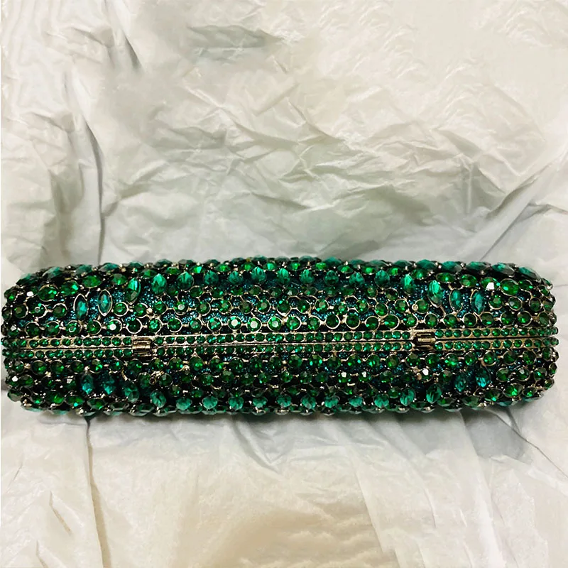 Luxury Green Rhinestone Evening Clutch Purses Women Party Bags Designer Crystal  Chain Handbag Ladies Diamond Formal Purse Bag