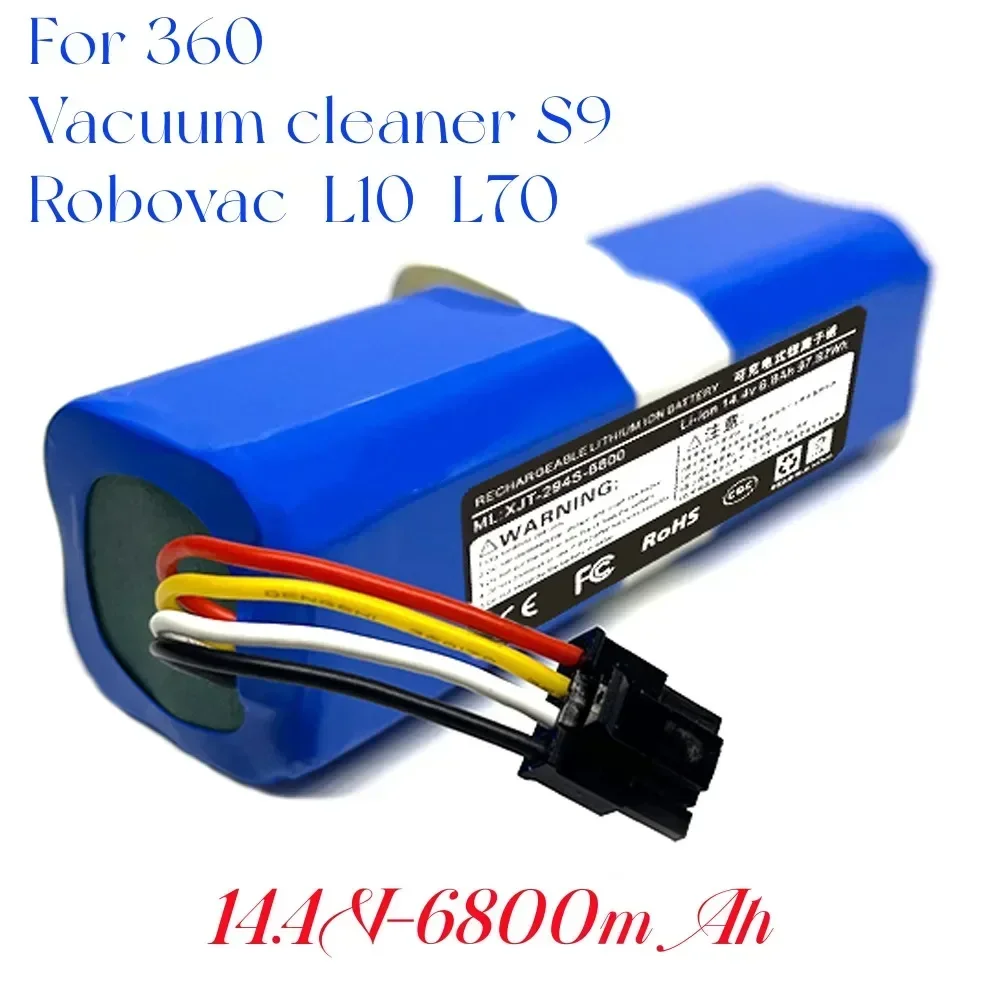 

Подходит для робота-пылесоса Qihu 360.S9, оригинальный аксессуар. Литиевая аккумуляторная батарея 18650, 14,4–14,8 В,. 6800 мАч