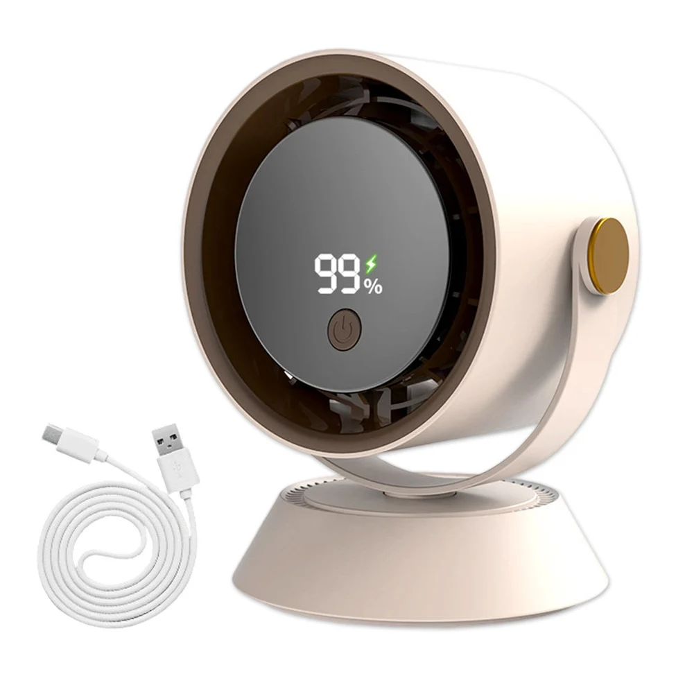 Digital Display Portable Fan with Rechargeable Battery Turbine Design for Strong Airflow and Quiet Operation in Office and Home