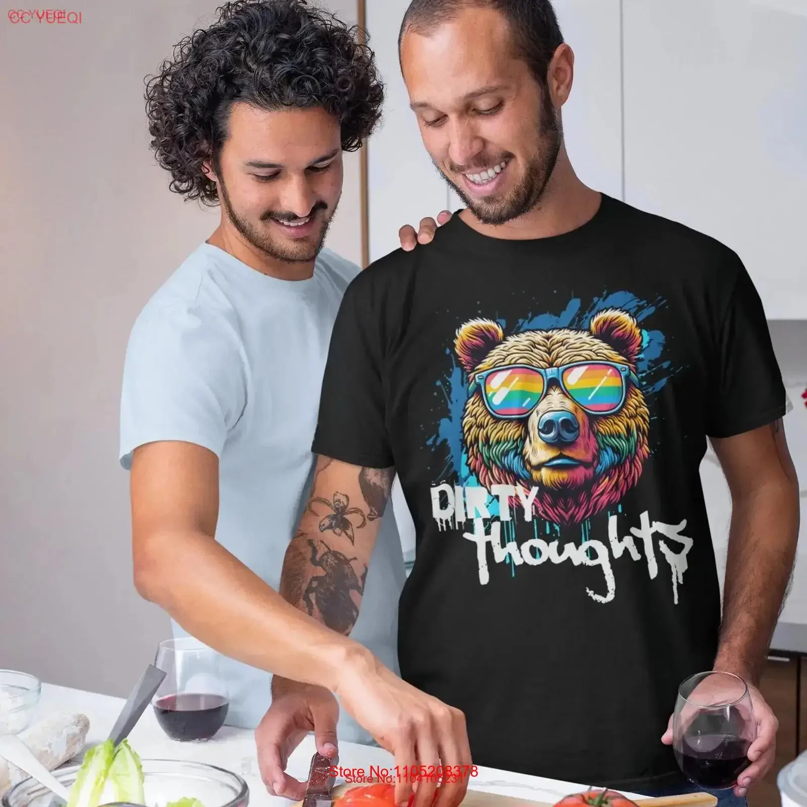 LGBT Bear Dirty Thoughts Pride Gear BearT T Shirt LGBTQ Funny Love Wins Ally Softstyle vintage Washed Casual homme Stretched