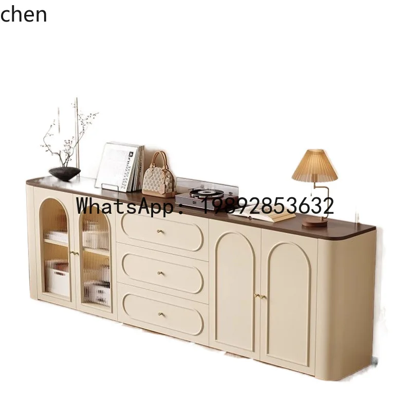 YFY  French Retro Sideboard Cabinet Integrated Wall Storage Cabinet Small Apartment High-End Living Room Storage Cabinet