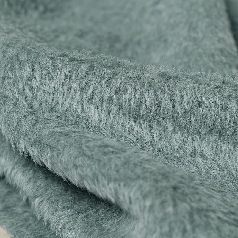 럭셔리 울 녹색 바람 단면 플러시 원단 가을, 겨울 여성 코트