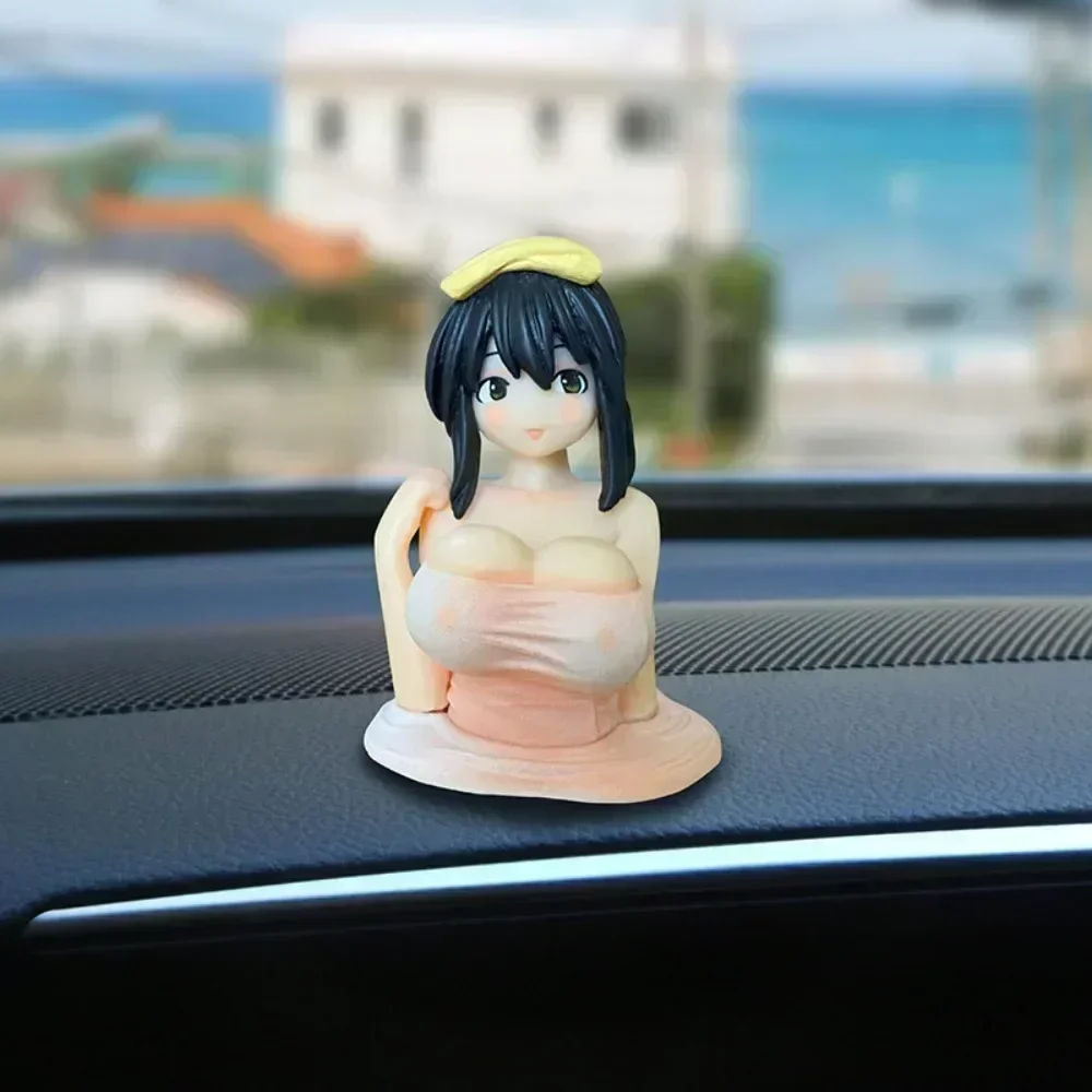Cute Sexy Chest Shaking Ornaments Indoor or Motorcycle and Car Dashboard Decorations Kanako Collection Model Kawaii Anime Statue