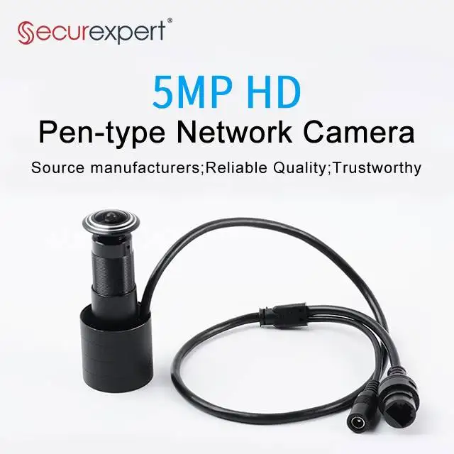 SECUREXPERT Factory 1.78mm Pen Type Camera  HD 5MP Resolution Door Eye Camera IP POE Audio Customized Brushed Aluminum Housing