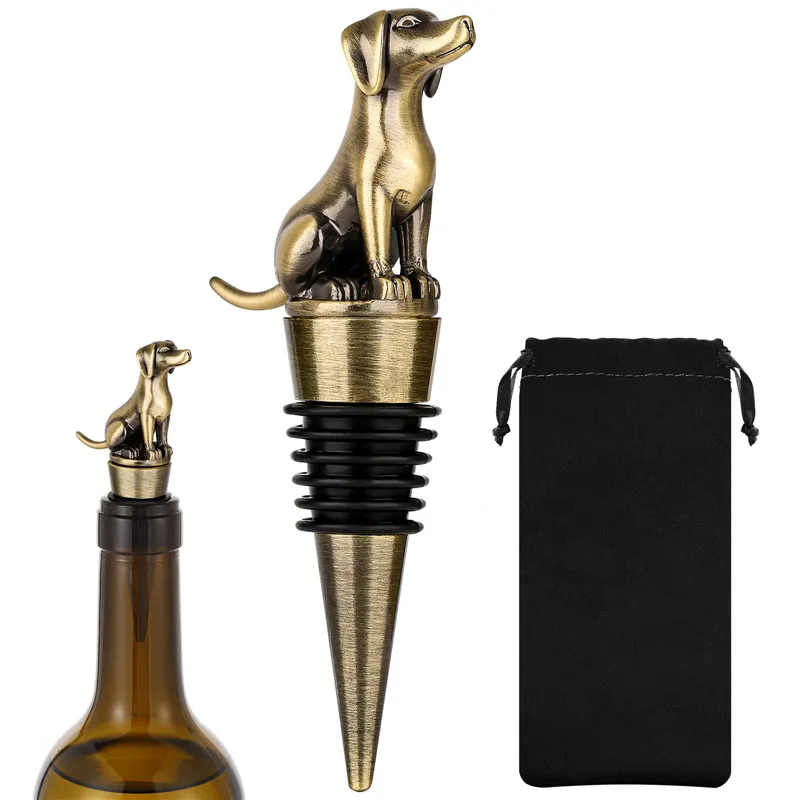 Tapón de vino con forma de Labrador Retriever, accesorio encantador para decoración de Bar en casa, tapón de botella para boda, regalo ahorrador de champán