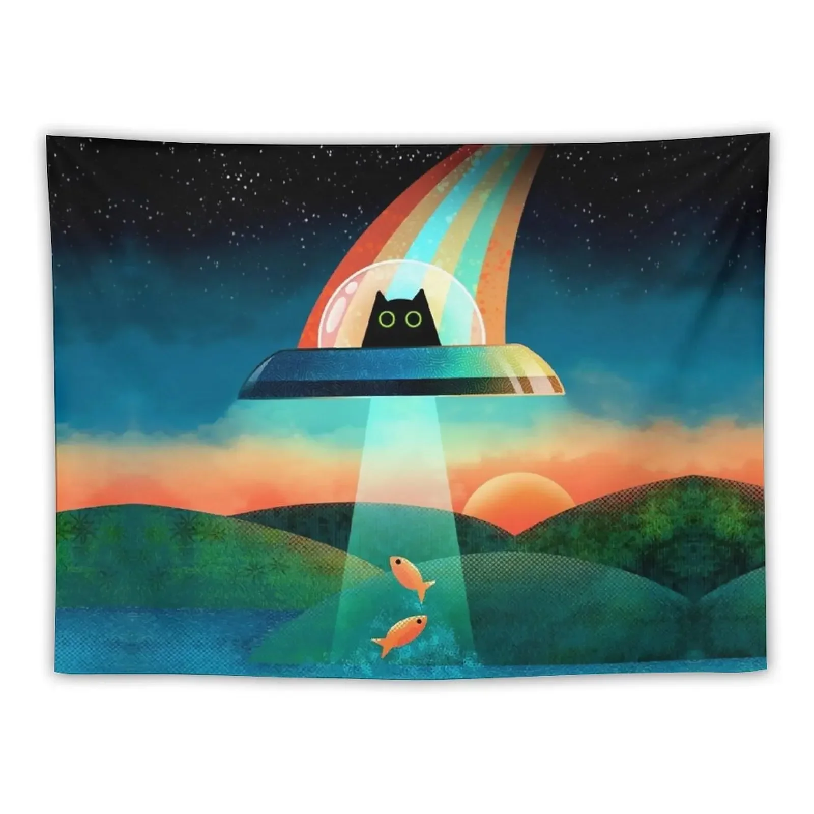 

The Purrfect Alien Tapestry Carpet On The Wall Wall Decor Hanging Decorative Wall Tapestry