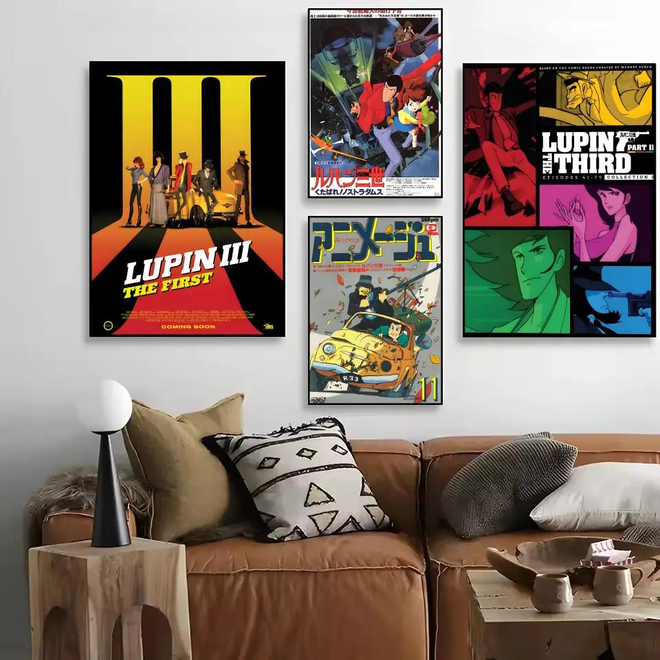 Classic Anime L_Lupin the Third HD Linen Canvas Poster Wall Art Prints for Living Room Bedroom Office Home Decoration Gift