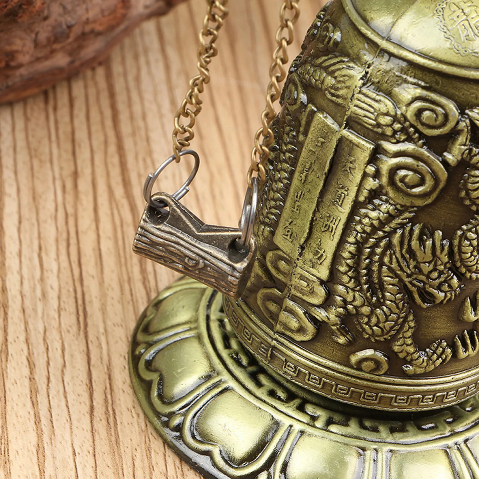 قفل التنين نحت بوذا الحظ جرس التنين جرس المذبح التنين بوذا جرس الديكور تمثال بوذي معبد البرونزية