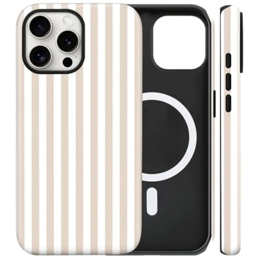 

Magnetic for iPhone 13/14 Case Cute Stripes Phone Case, Shockproof Slim TPU and Hard PC Protective Phone Cover Compatible with
