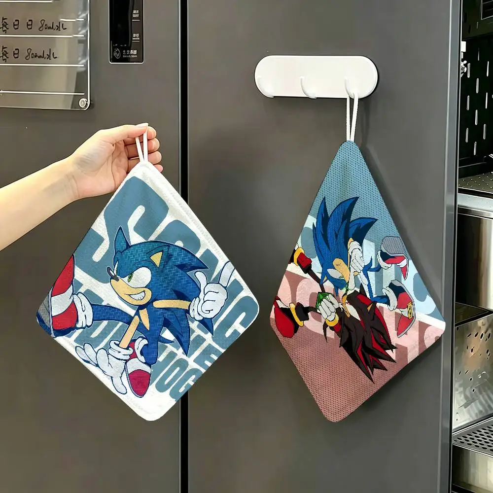 Game S-Sonic Movie Anime Polyester Cotton Hand Wiping Towel, Hanging Towel, Quick Dry for Kitchen Bathroom Daily Supplies