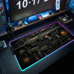RGB Rifles Mousepad Pc Gaming Accessories Non-slip Mouse Pad Anime LED Light Mausepad Tappetino Weapon Xxl Keyboard Mouse Mats