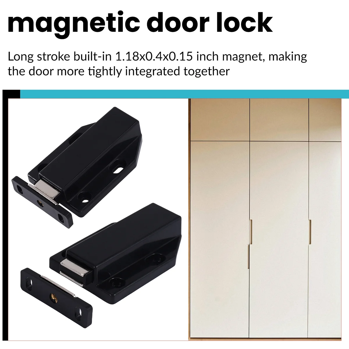 Zatrzask Push Heavy Duty 4-pak Push to Open Hardware do szafki Magnetyczne zatrzaski kontaktowe do dużych drzwi Push Black